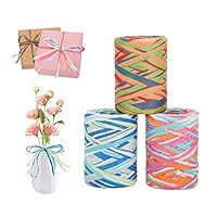 Farbiges Bast-Papierband 3 Rollen 240m Bunt Bast Band Mehrfarbig Geschenkband Raffia Bastband für Geschenkverpackungen Festivals Geschenke Party-Dekoration