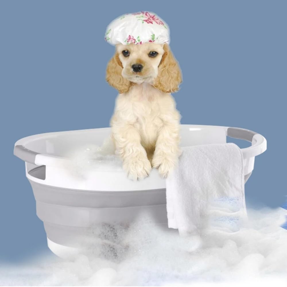 26L Zusammenklappbar Hundebadewanne Tragbar Haustier Badewanne Faltbar Wäschewanne Multifunktionale Aufbewahrungsbehälter Platzsparend Organizer Outdoor Indoor Kleine Katzen Hunde Wasserbecken