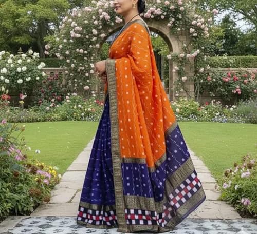 Generic orange sambalpuri silk saree – image 3