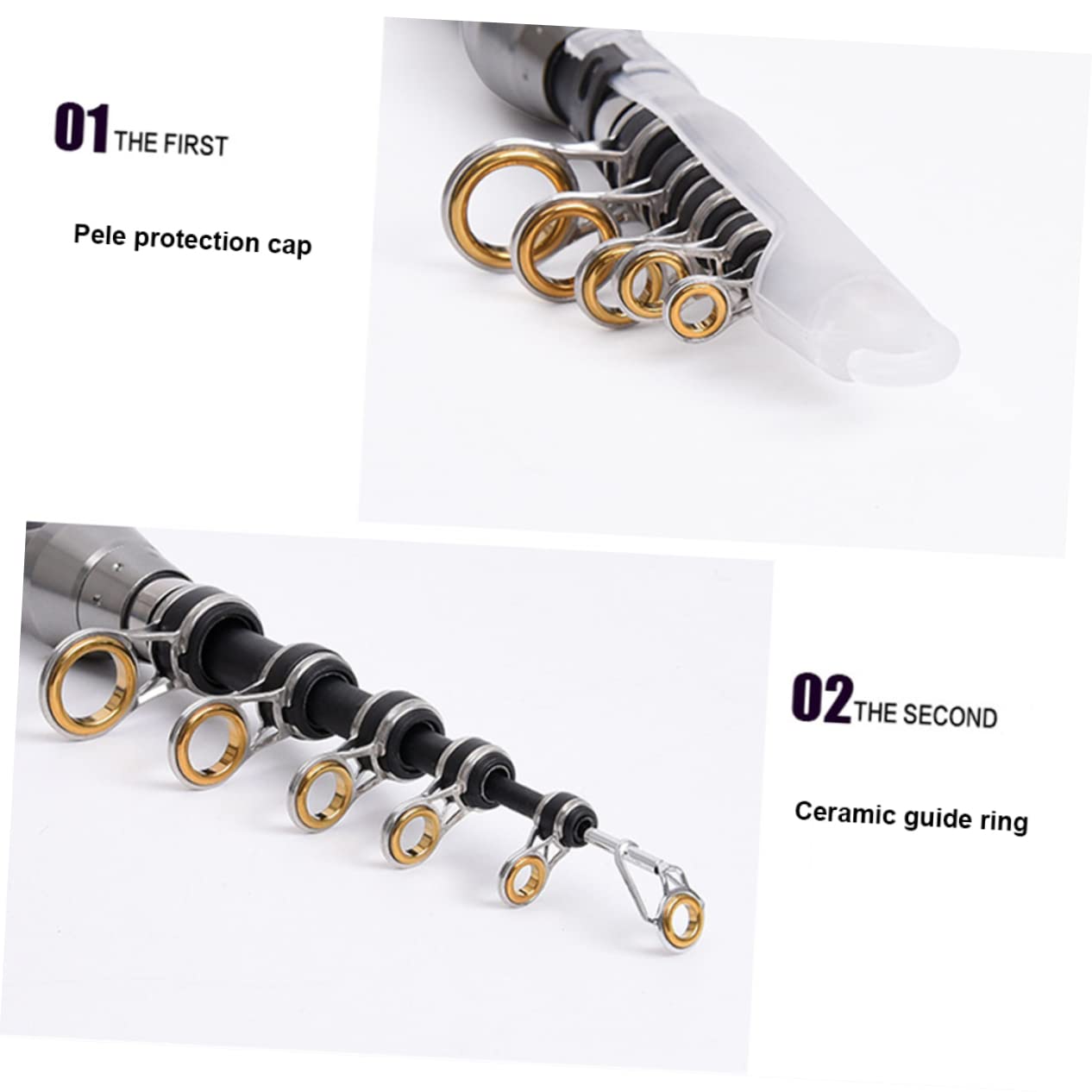 2.4m Canna Da Pesca Telescopica Fibra Di Carbonio Portatile e Mini Per Pesca Mare Con Anelli Inossidabile e Porta