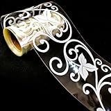 YIFU LIFE Transparent Lace Floral Peel and Stick Wallpaper Border 3.93'×32.8ft White Leaves Self Adhesive Wall Border Mirror Glass Window Tile Shop Display Stickers Removable Waterproof