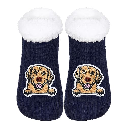 Image of ZYZX Cute Dog Slipper Socks for Women with Grips,Fuzzy Socks Indoor