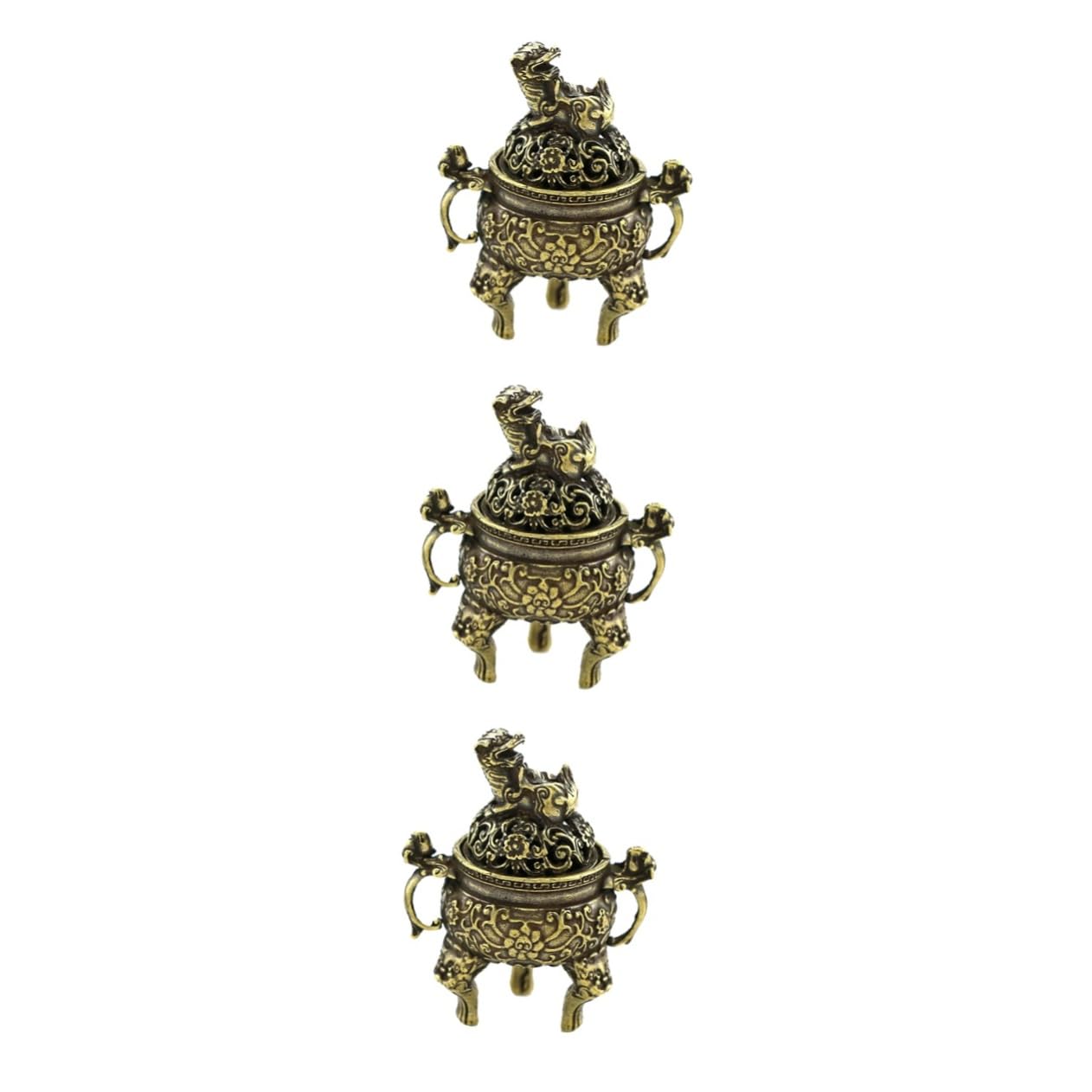 Cabilock 3stücke Antiker Messing Räuchergefäß Für Dekoration Elegantes Design Für Teezeremonien Vielseitig Einsetzbar Wohnzimmer Büro Und Mehr Für Entspannende Atmosphäre
