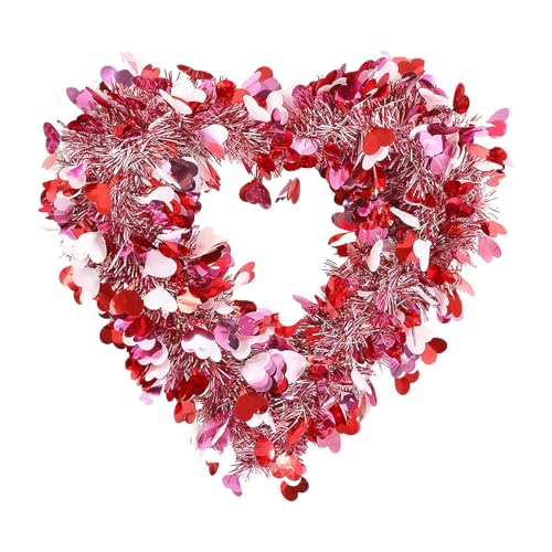 Corona di cuori per San - Decorazione per porte romantiche, corona rossa cuori | Decorazione da parete per appendere ghirlanda porta d'ingresso, decorazione per feste, ghirlanda d