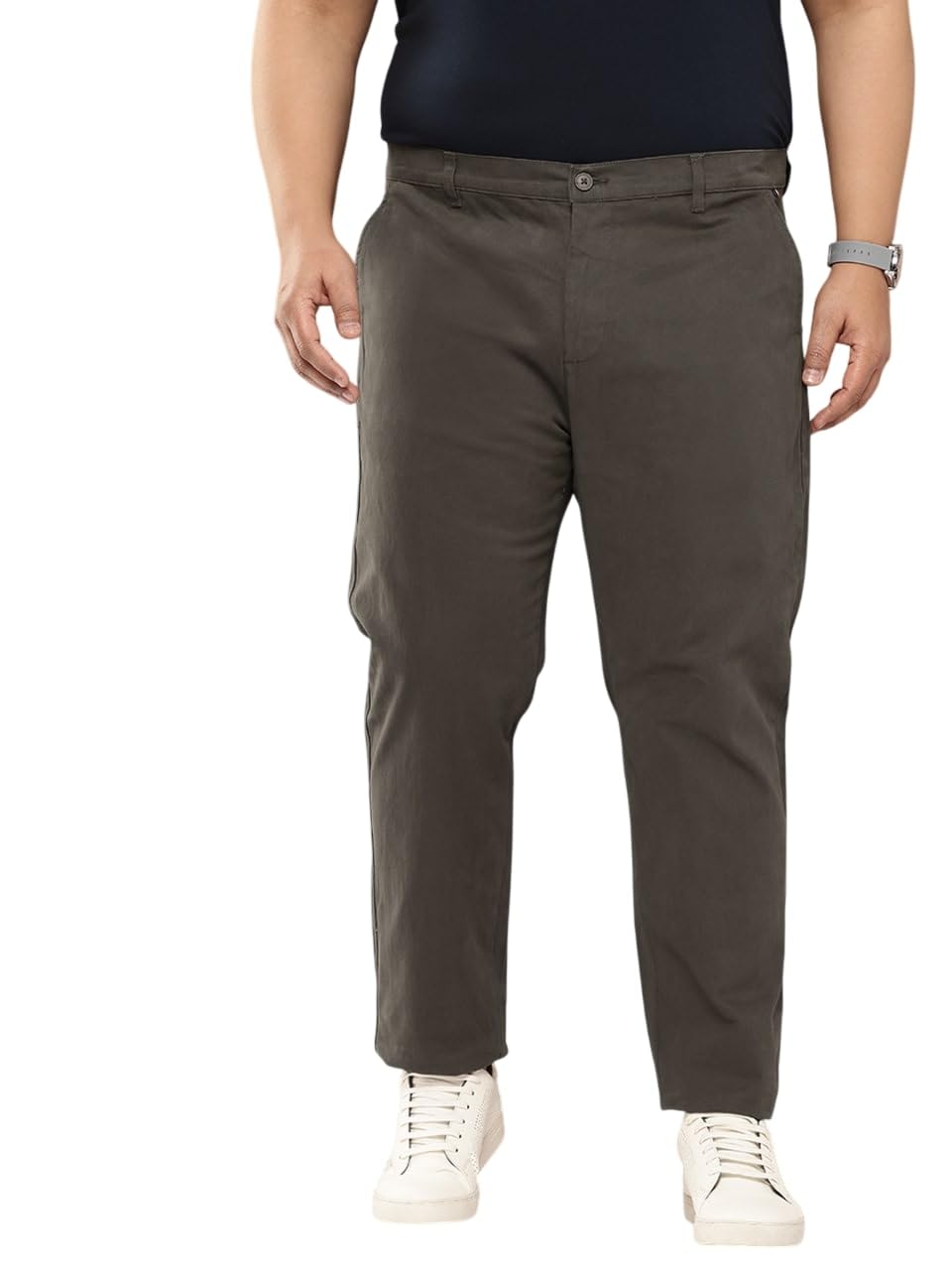Thomas Scott Men's Smart Plus Size Regular Fit Solid 100% Cotton Chinos Trouser with 4 Pockets | Woven Casual Pants