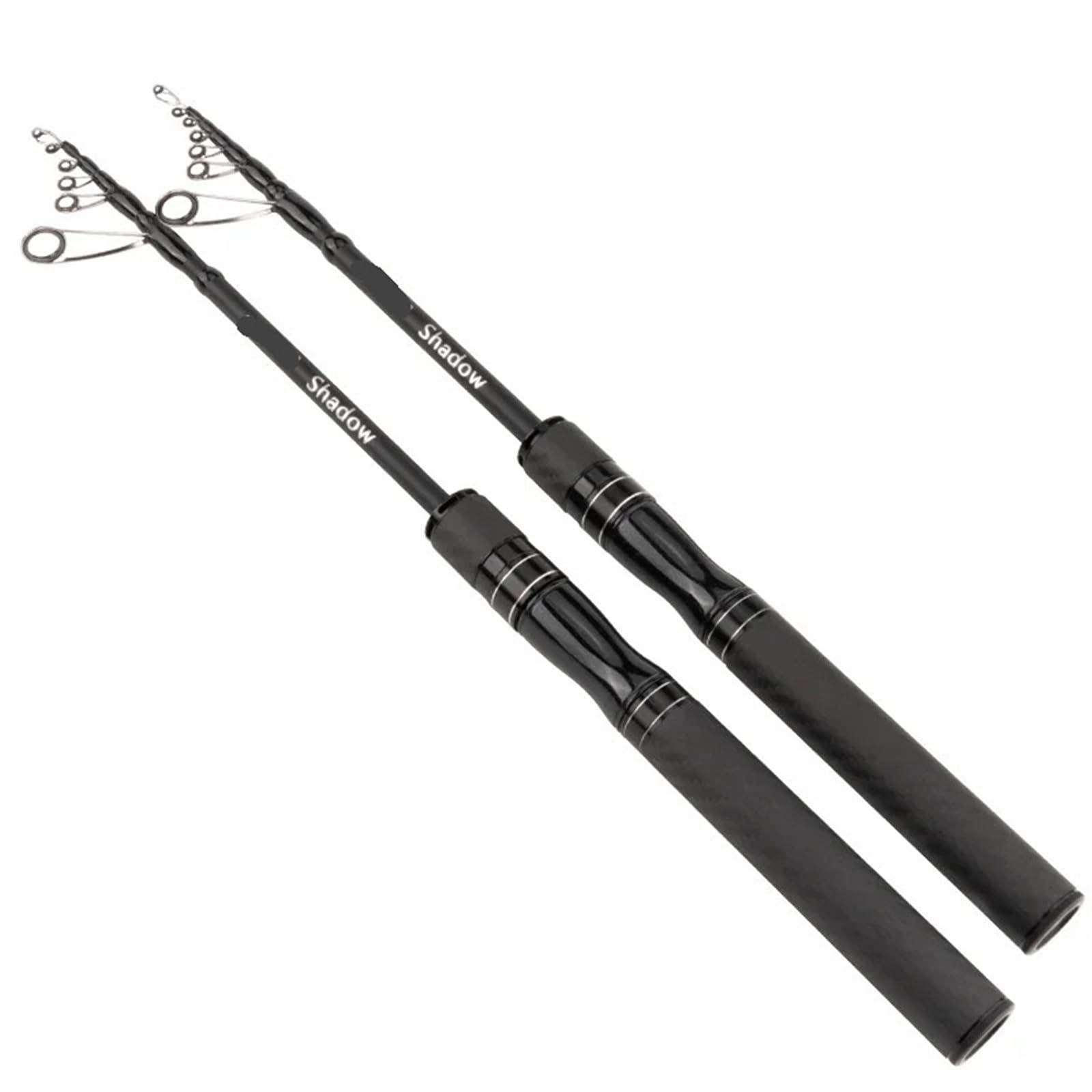 Canna da spinning nera Mini Shrink 33 cm con esca portatile, sezione corta, pesca telescopica in carbonio ultraleggera di media potenza