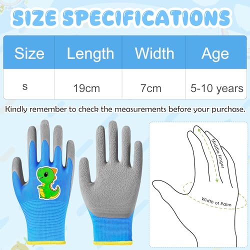 Image of Kids Gardening Gloves, Rubber Coated Non-Slip Yard Work Gloves for Boys & Girls, Protective Garden Gloves for Digging, Outdoor Play, Field Trips (Ages 5-10) (Blue)