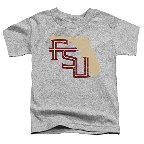 Florida State University Official State Shape Unisex Toddler T Shirt,Athletic Heather, 2
