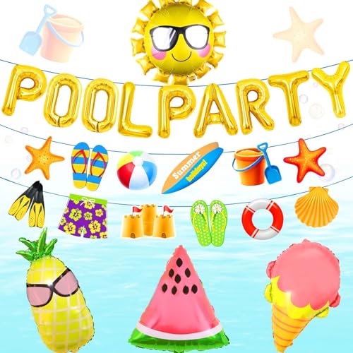 LaVenty décoration de piscine en or fournitures de fête de plage pour fille