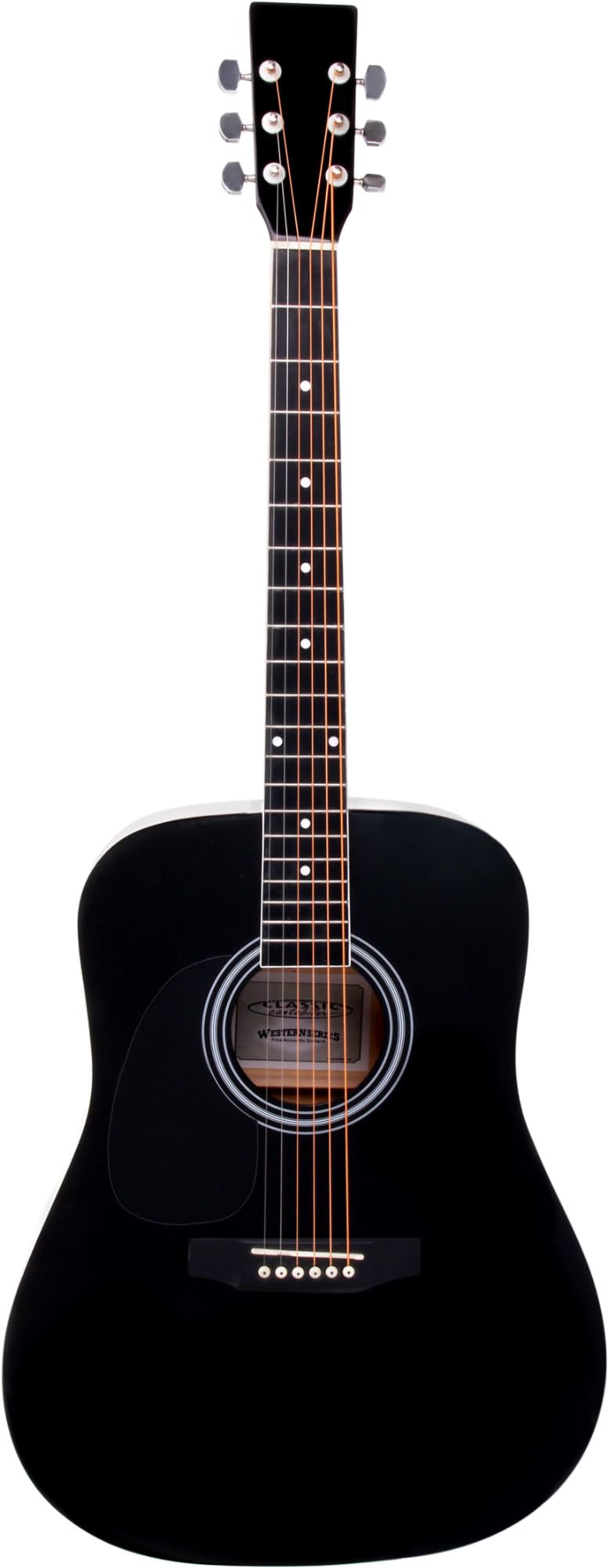 Classic Cantabile WS-10BK-LH Chitarra Western Dreadnought Corde in Acciaio Mancini Sinistrorsa Nera