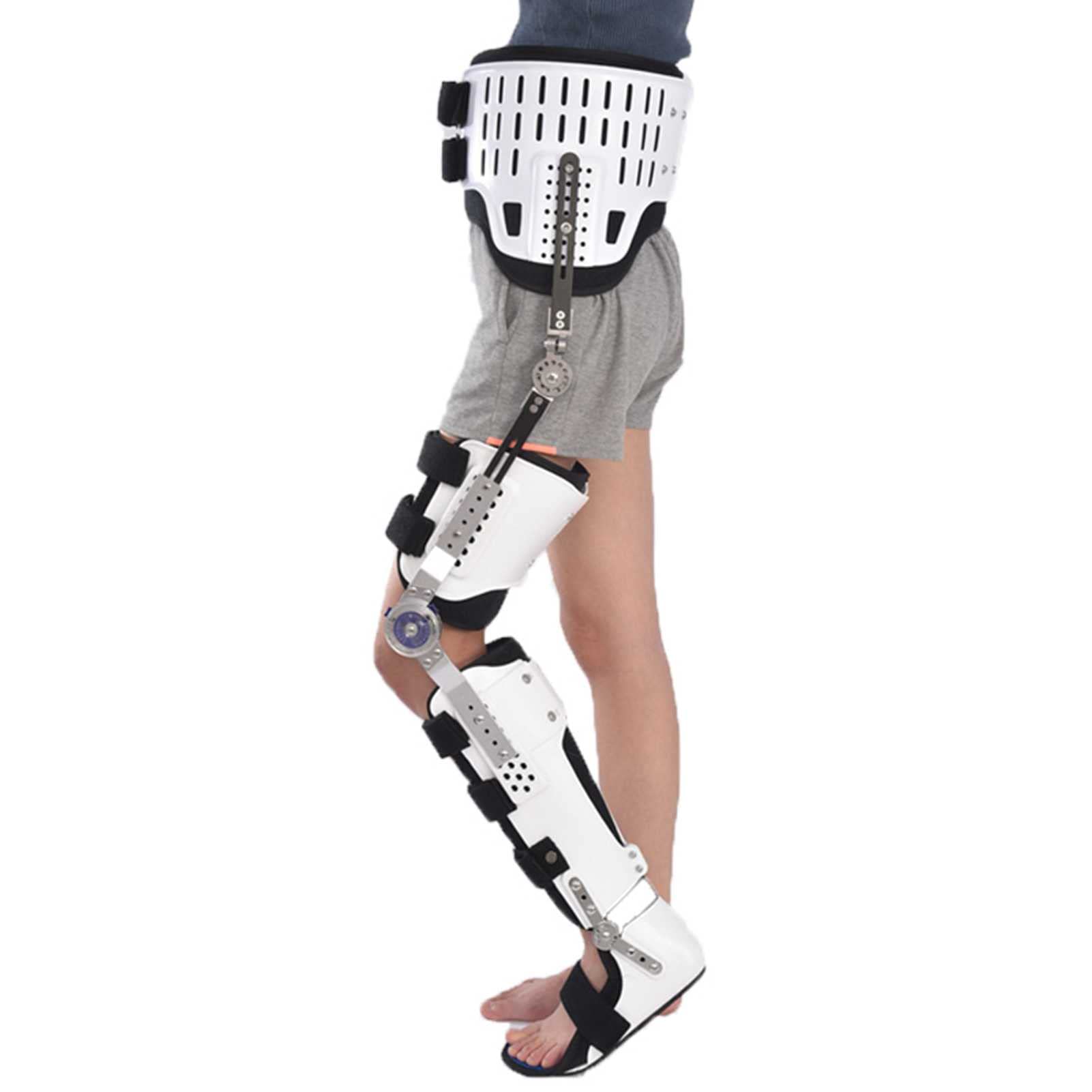 Orthèse de Genou articulée Hanche Genou Cheville orthèse de Pied Fracture de la Jambe, Marche de la Hanche fixée avec des Bottes de Marche orthèse Chirurgie du Genou