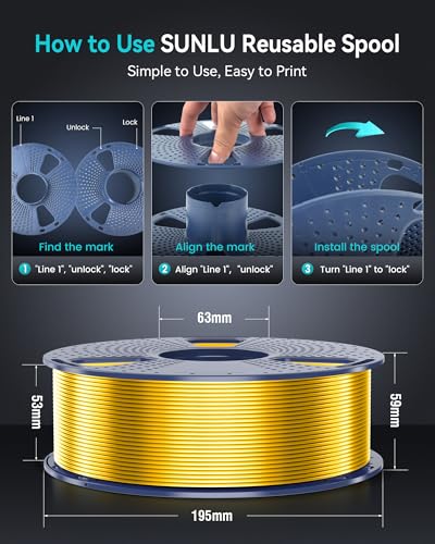 Image of 3D Printer Silk Filament, SUNLU Shiny Silk PLA Filament 1.75mm, Smooth Silky Surface, Great Easy to Print for 3D Printers, Dimensional Accuracy + /- 0.02mm, Silk Light Gold+Silver+Black+White 4KG