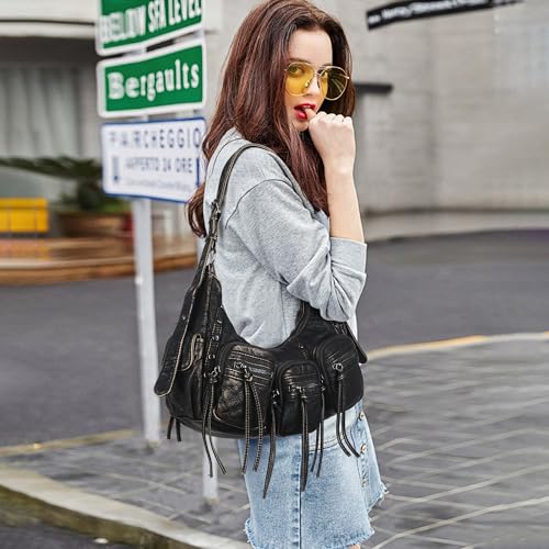 Image of Angel Kiss Hobo Bags Purse for Women Y2K Shoulder Bag Multi Pockets Designer Satchel Studded Handbags with Strap