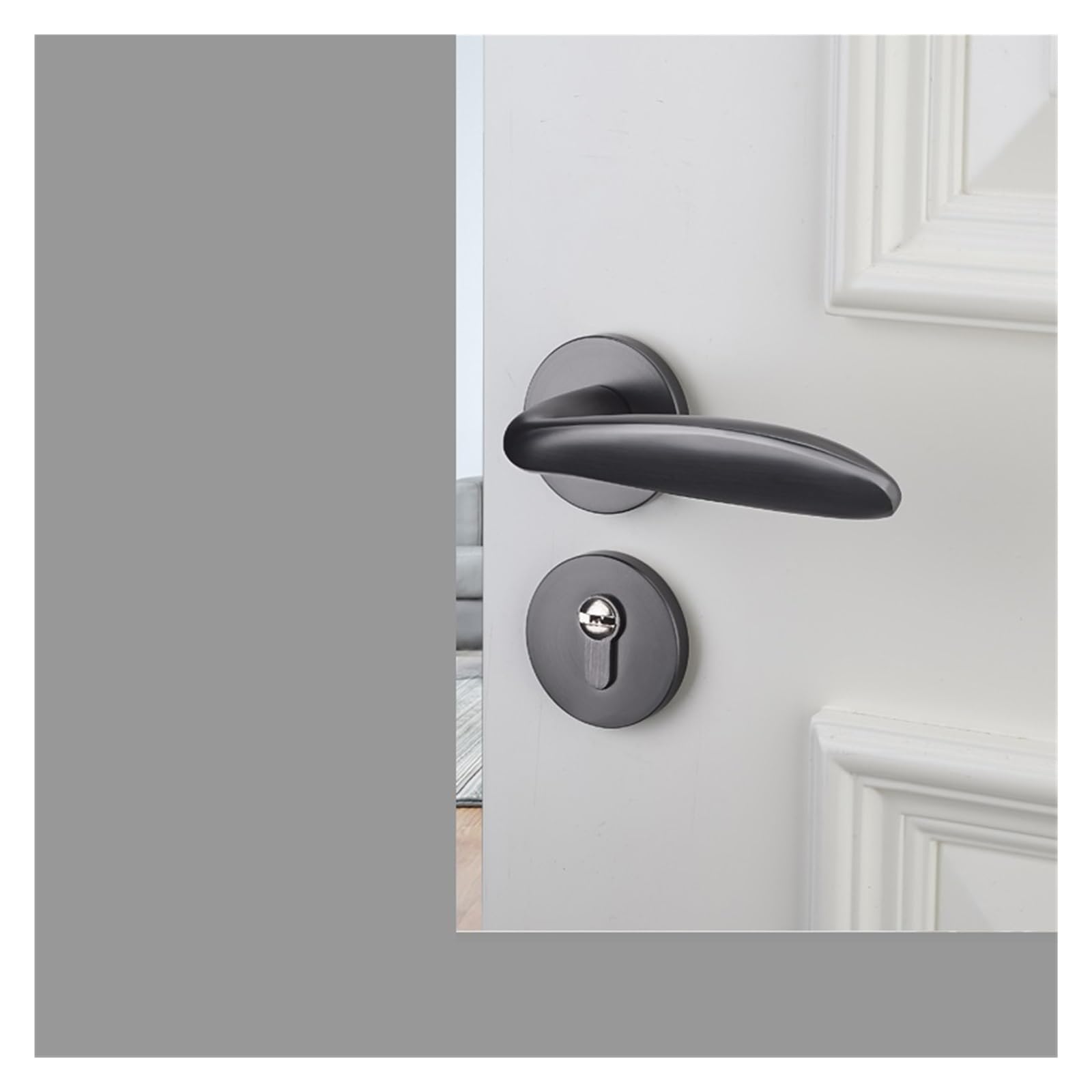 Cerradura de metal gris E_58MM para renovar las puertas de tu sala