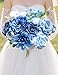 yuagolle Artificial Flowers for Home Decorations: Blue Silk Fake Flowers Bulk Boxed Set, Peony Roses Bouquets with Stems for Table Centerpiece, DIY Wedding, Bridal Shower, Graduation Cap & Tea Party