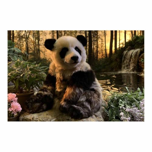 Panda en cascade impression multicolore géante 80x120cm pour mur contemporain