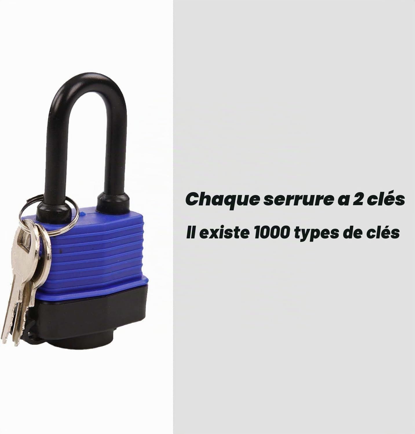 SEPOX® Cadenas d'extérieur 40MM résistant aux intempéries même clé, corps de serrure en acier robuste avec couverture bleue étanche, tige longue, 6 serrures avec 12 clés identiques