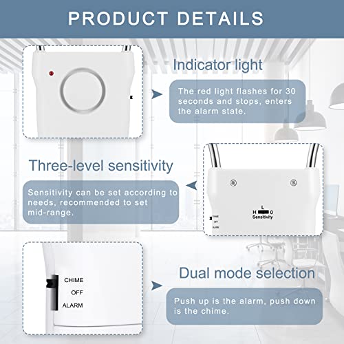 Kanayu 4 Pieces Door Handle Alarm 120dB Door Alarms for Home Security Alert Doorknob Sensing Window Burglar Alert for Home Security Kids Safety(White)4