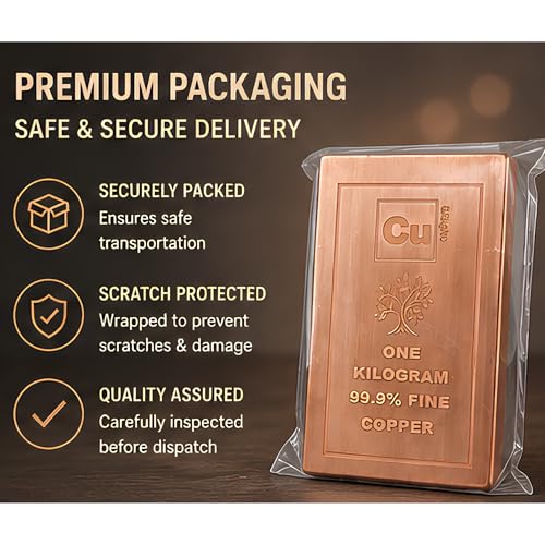 Image of Pure Copper Ingot 1 Kg |99.9% Fine Copper Bar | High Conductivity Raw Copper for Electrical, Industrial & Craft Use