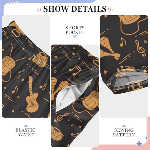 ZZXXB Guitar Maraca Boys Long Pants Soft Trousers Elastic Waist Kids Lounge Bottoms with Pockets S-XL4