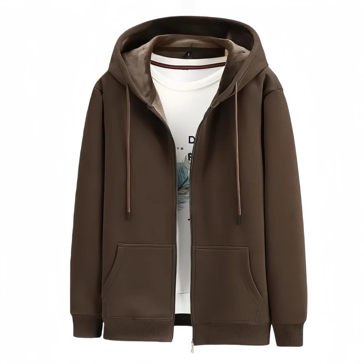 Felpa con Cappuccio da Uomo Grande E M-12Xl, Elegante A Maniche Lunghe con Zip Ampia, Fodera in Pile di Cotone-Outings Casual!