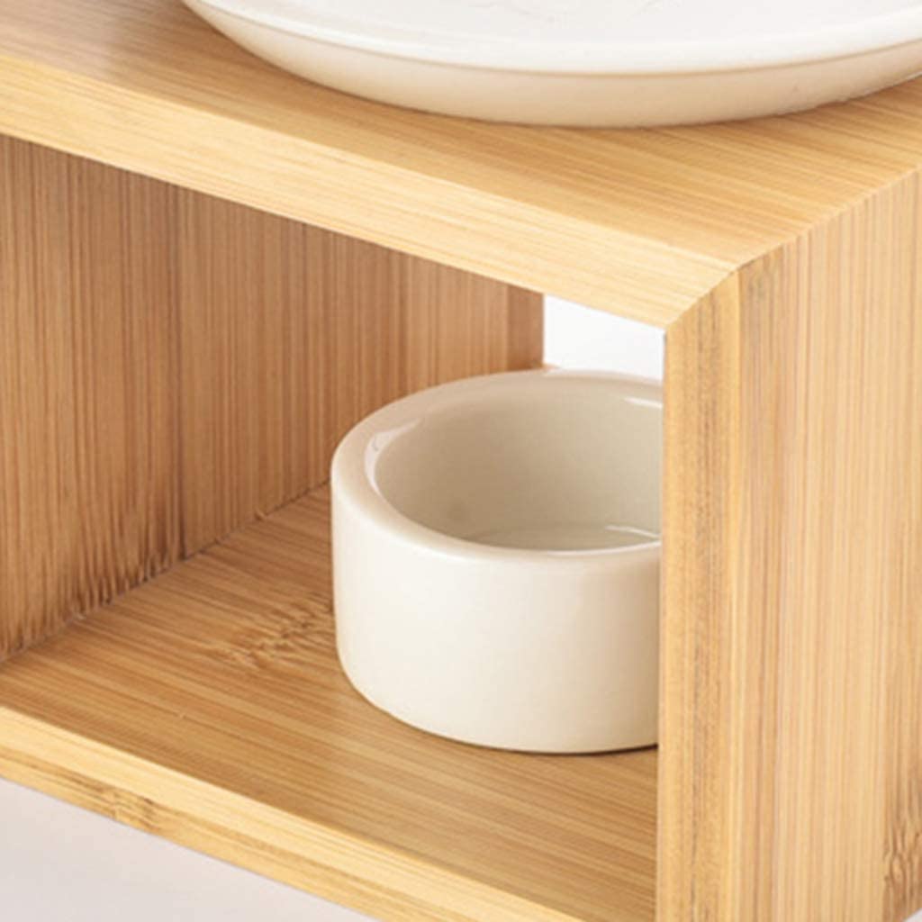 AAPIE Quemador de Aceite Esencial Creativo para el hogar, quemadores de Aceite de Madera de bambú para derretir Cera, Vela de cerámica, Adornos Decorativos para derretir Cera