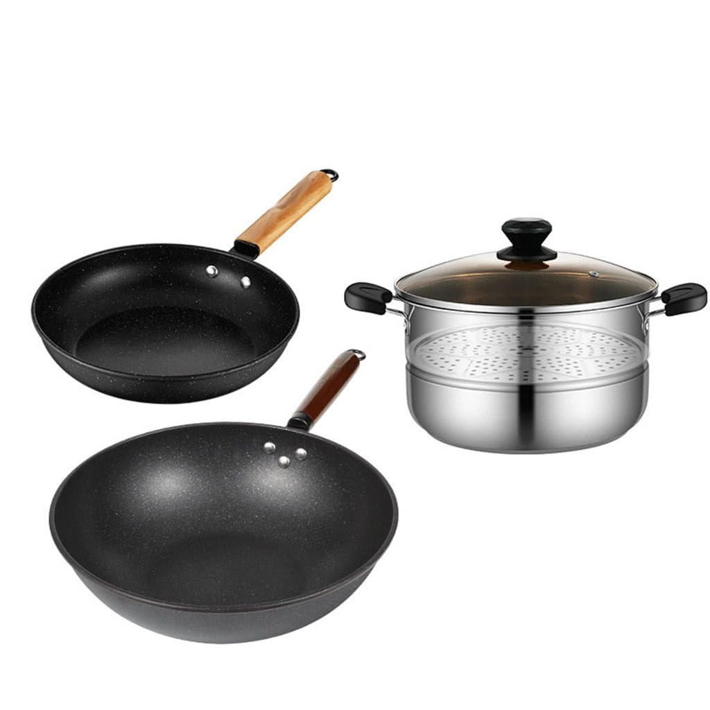 Ensemble Complet de cuisinière antiadhésive Domestique, cuisinière à Induction, Trois Ensembles de poêles à Soupe