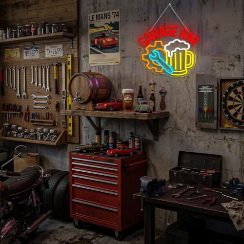 Image of Garage Bar Neon Sign Neon Beer Sign LED Wall Decor for Man Cave & Workshop