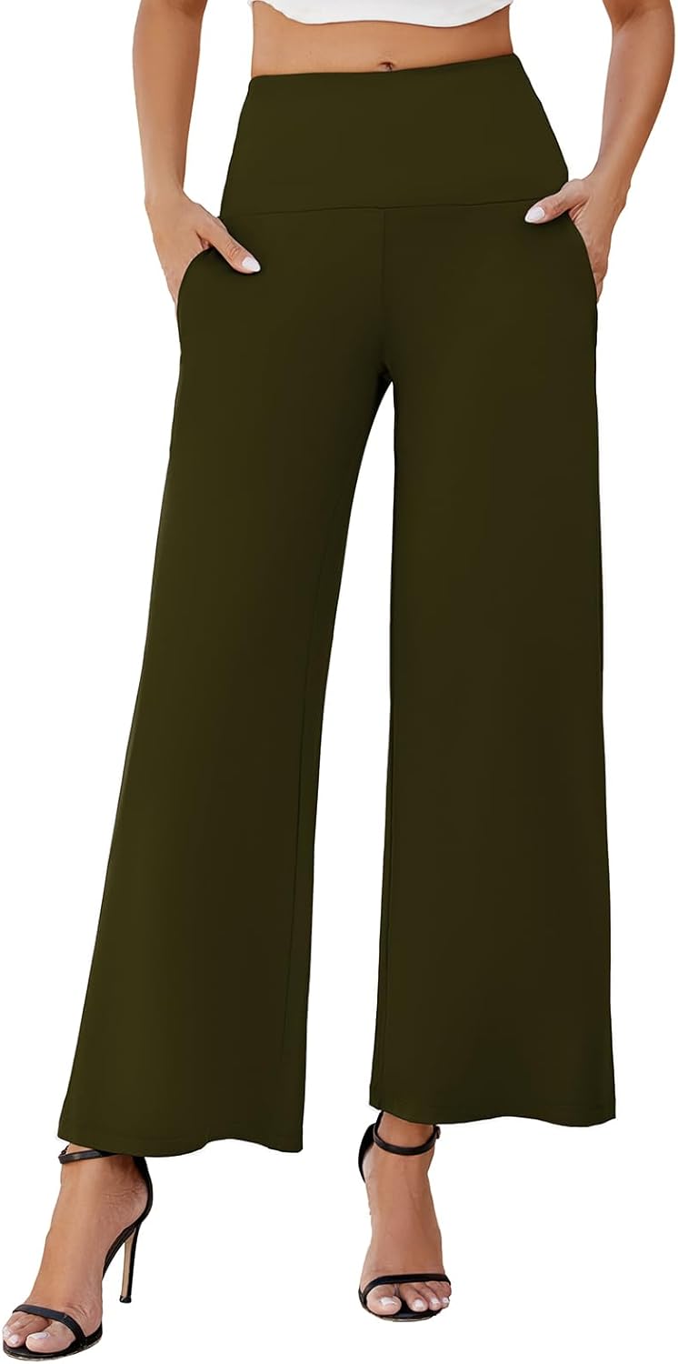 Arolina Women's Stretchy Wide Leg Palazzo Lounge Pants with Pockets Casual Comfy High Waist Palazzo Pants for Women Dressy - Image 2
