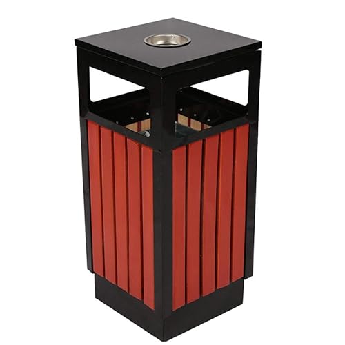 LYNGBY Artículos para el hogar al aire libre, cubo de basura cuadrado de madera para patio con papelera de reciclaje de labios, papelera