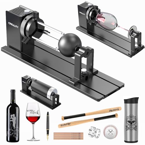 Creality Rotary Kit Pro Laser Rotary Roller 3 in 1 Multi-Function Engraving Accessories for Laser Engraver Jaw Chuck Rotary for Engraving Wine Glass Baseball Bat Ring and Most Cylindrical Objects