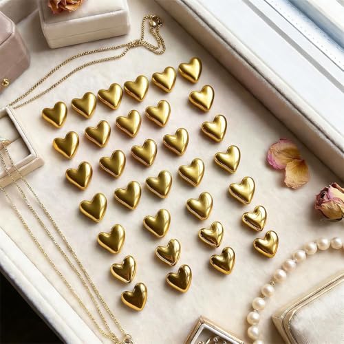 Set de 28 imanes decorativos en forma de corazón dorado miniatura 5