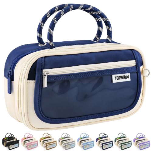 Image of TOPBIDAI Large Pencil Case Pouch School Supplies for Girls Boy Women Men | Big Pencil Bag with 5 Compartments, Easy Grip Handle, Office College School Pencil Box