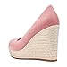 TNYNFBEB Womens Wedge Heel Close Round Toe Pumps Slip-on Prom Party Cute Basic Classic Summer 3.9 Inches Heels Pink 7.5 M US