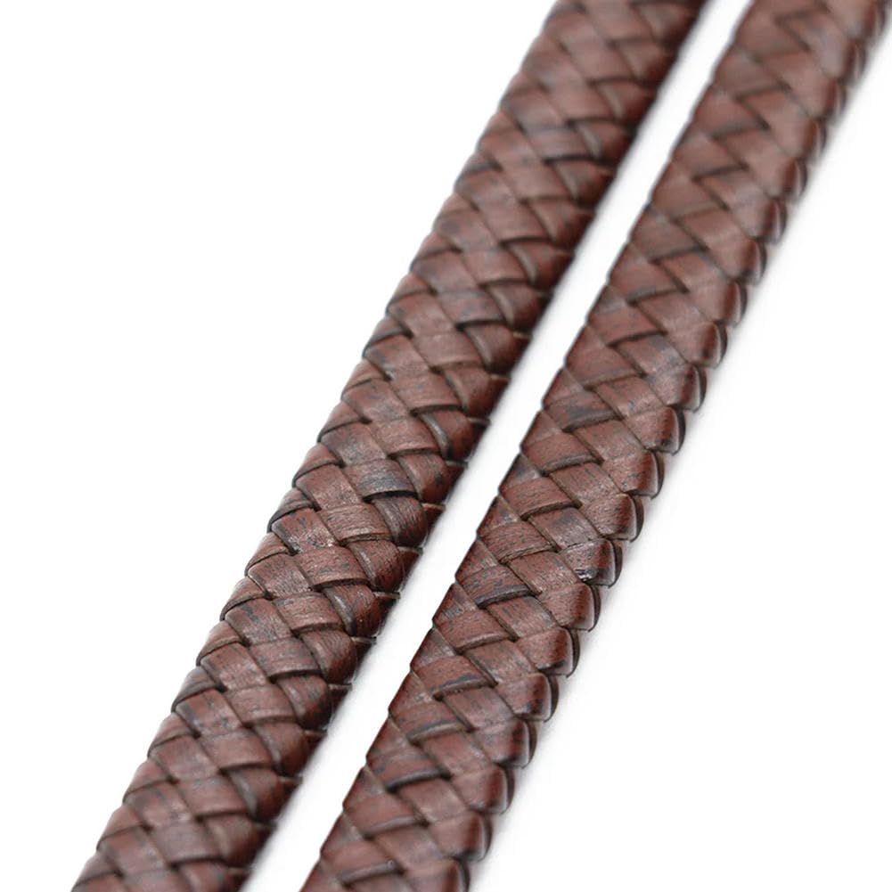 Viciyoo Vintage Brown 0.5/1Meter Vintage Black Brown Braided Leather Cords 8Mm 10Mm 12Mm Flat Leather Cord For Bracelet Jewelry Findings Making