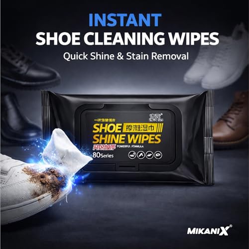 Image of MIKANIX Shoe Shine Wipes | Shoe Cleaning Wipes for Sneakers & Leather Shoes | Instant Shoe Cleaner Wet Wipes | Portable Shoe Polish Wipes