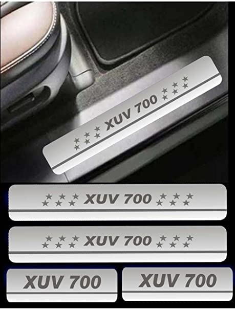 Image of AC Door Sill /Foot Step Stainless Steel Scuff Plate Plates Compatible with Mahindra XUV700 (Set of 4 Pcs)