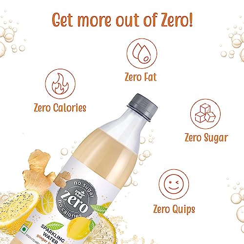 Image of Paper Boat Zero Ginger Lemon Sparkling (Fizzy) Water - Pack of 3, 600 ml Each | Zero Calories, Zero Sugar Drink | Sugar Free | Flavoured Carbonated Water | No Aspartame