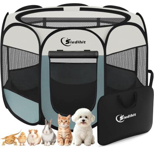 Siedihit Dog Cat Playpen, Puppy Pet Playpen Indoor for Small Dog Crate Tent Cage Outdoor, Portable...