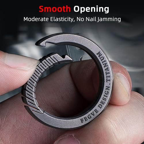 Image of FEGVE Integrated Titanium Round Carabiner Key Clip with 2 Key Rings