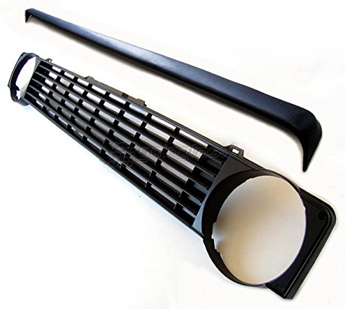 SET Of Badgeless Euro Front Grill + Eyelid Spoiler Eyebrow For VW Rabbit Golf MK1 1 Cabrio PickUp