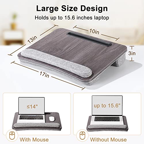 Lap Desk Laptop Bed Table: Computer Lapdesk With Soft Pillow And Storage Bag - Padded Lap Work Tray And Gaming Desk On Bed - Wood Wide Writing Tray For Home Office - Fits Up To 15.6 Inch Laptop #TOP4