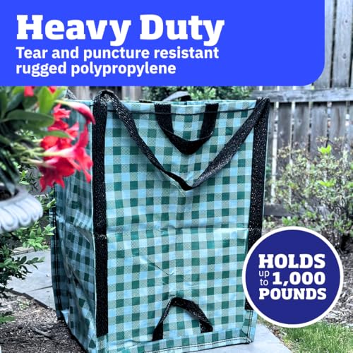 Image of DURASACK Heavy Duty Home and Yard Bags, Gingham Green