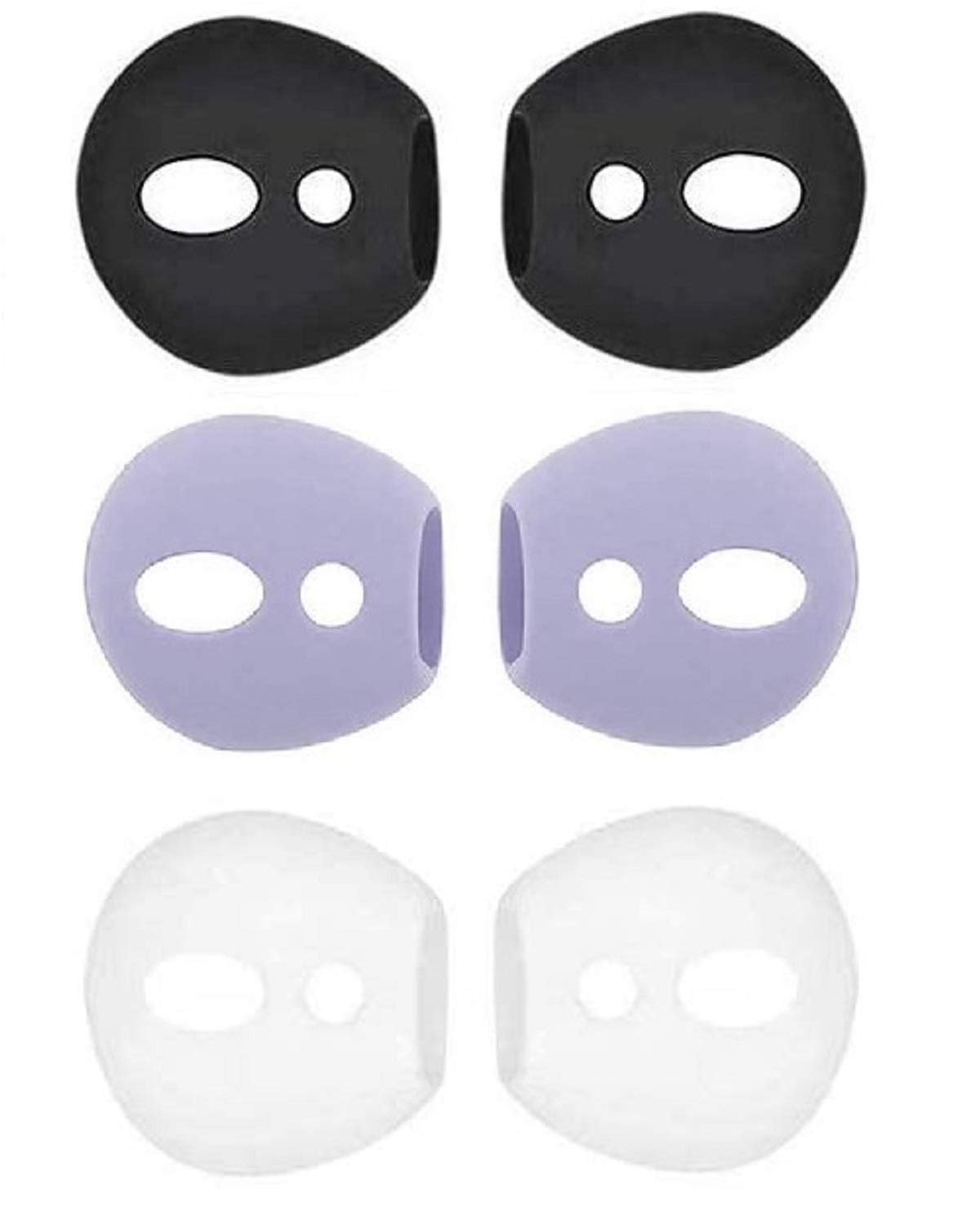 BLLQ Fit in Case AirPod Eartips Covers Anti-Slip Earuds Cover Silicone Compatible with AirPods 2 & AirPods 1 or EarPods ? Fit in The Charging Case ? 3 Pairs White/Gray/Black WGB