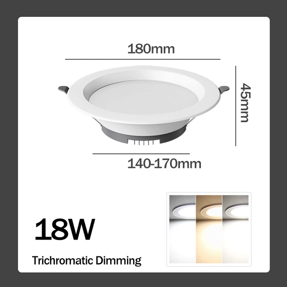 4 Sztuki 5W-18W Led Downlight 2 Cale, 3 Cale, 4 Cale, 5 Cali, 6 Cali Ultracienkie Wpuszczane Oświetlenie Sufitowe Ściemnialne Okrągłe Światło Panelowe Światło Punkt,18w