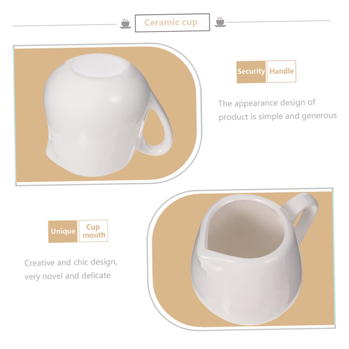 Sosoport Set 6 Pezzi Brocche da Salsa in Ceramica Bianca Manico Confortevole Design Semplice ed Elegante per Tavola da Pranzo e Regali per Nuove Case