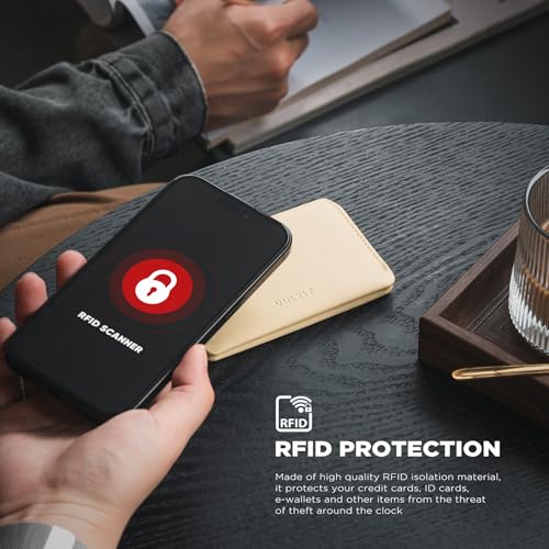Image of VULKIT Slim Minimalist Card Holder RFID Blocking Leather Credit Card Holder Front Pocket Wallet Magnetic Closure