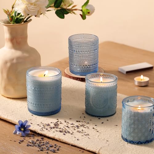 DARJEN 12 Pack Blue Candle Jars for Making Candles- 3 Styles Glass Candle Making Jars Bulk with Bamboo Lids and Labels, Candle Making Supplies Candle Vessels for DIY Gifts by DARJEN - Image 7