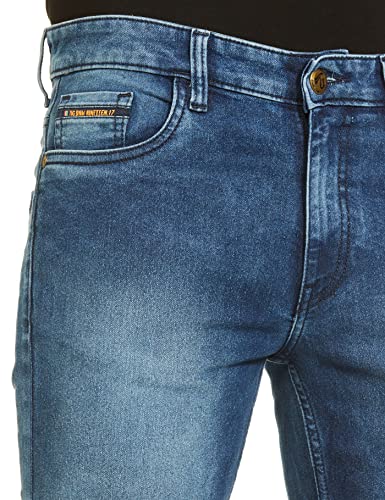 Image of The Indian Garage Co Men Regular Fit Solid Mid-Rise Stretchable Jeans