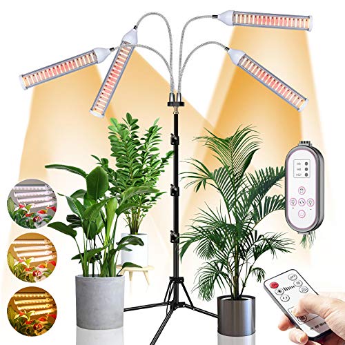 CXhome 432 LEDs Luminárias de crescimento para estufas, lâmpadas LED para cultivo de espectro completo com suporte ajustável de 15-158 polegadas, temporizador 9 níveis de brilho controlador de RF